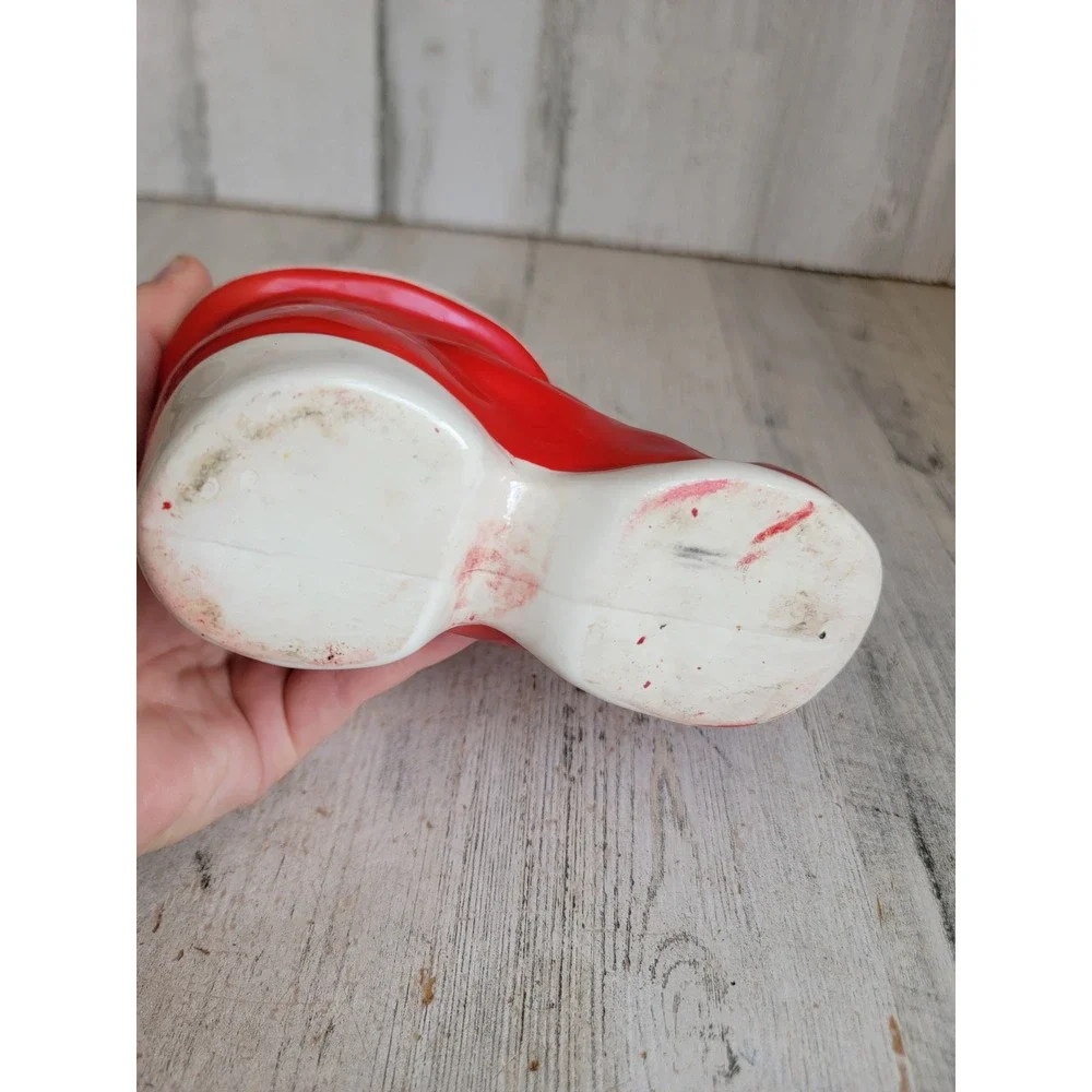 Ceramic boot planter Santa Claus ornament vintage shoe centerpiece home